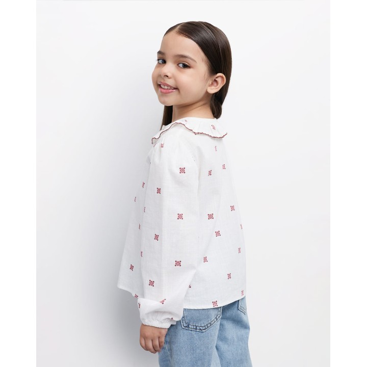 Blusa Niña Flora Blanco
