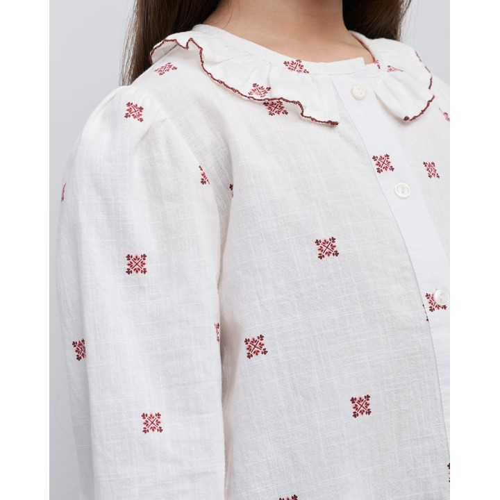 Blusa Niña Flora Blanco