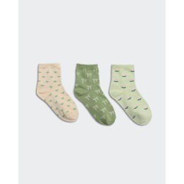 Calcetines Pack x 3 Niña Mora Verde/Beige/Verde Pistacho
