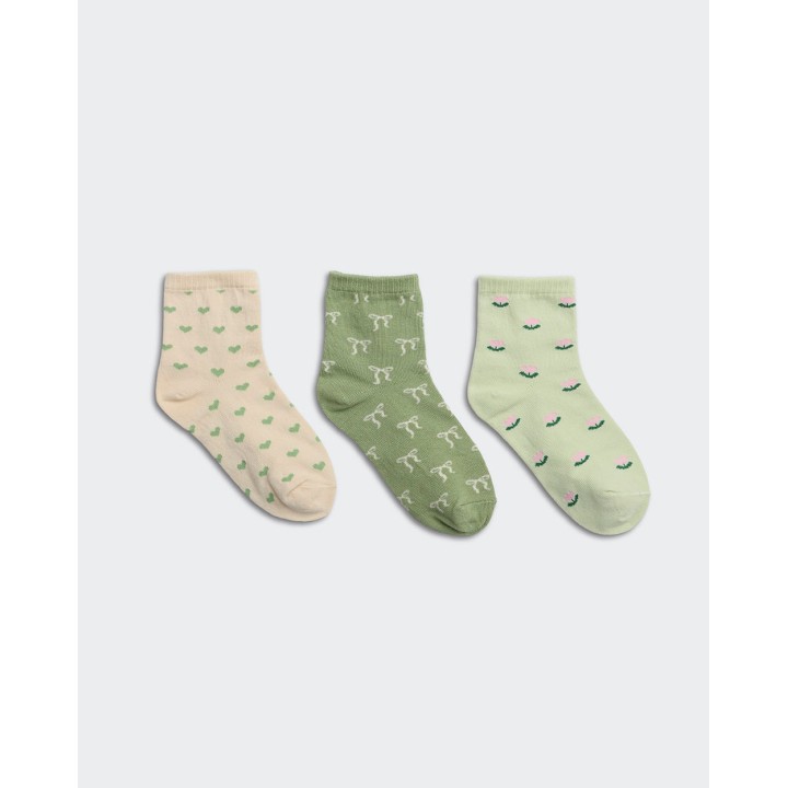 Calcetines Pack x 3 Niña Mora Verde/Beige/Verde Pistacho