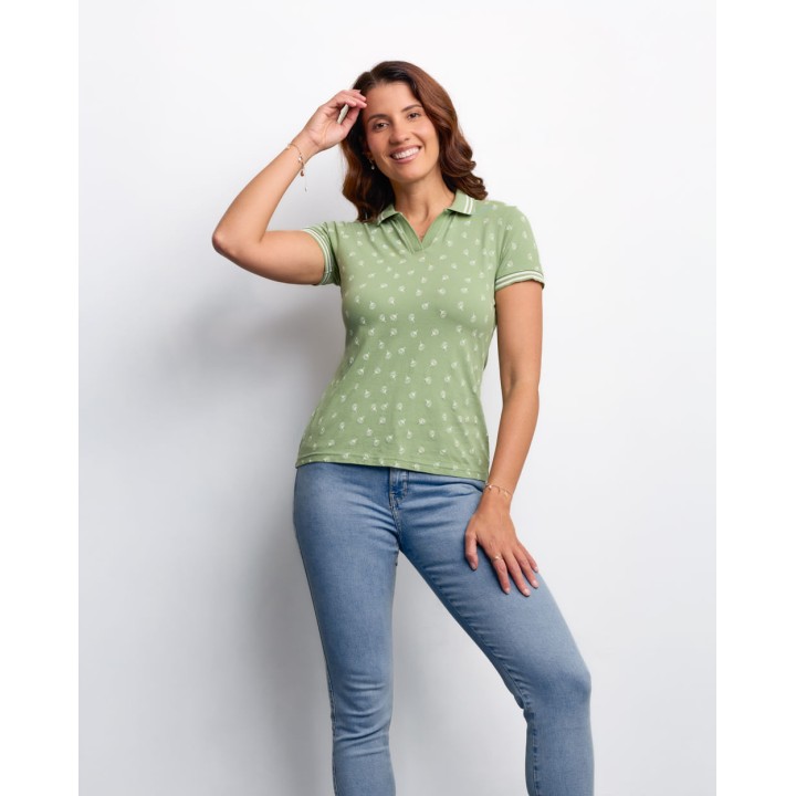 Polo Cuello Camisa Mujer Leah4 Verde Pad