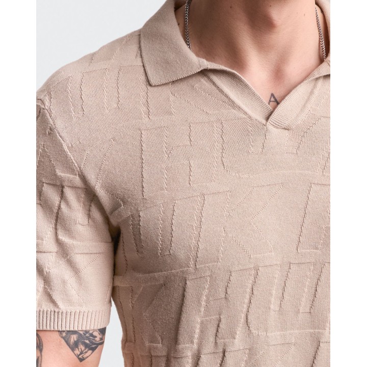 Polo Cuello Camisa Hombre Leonard Beige Botanico