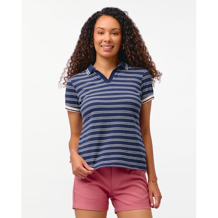 Polo Cuello Camisa Mujer Rose Azul Atlántico