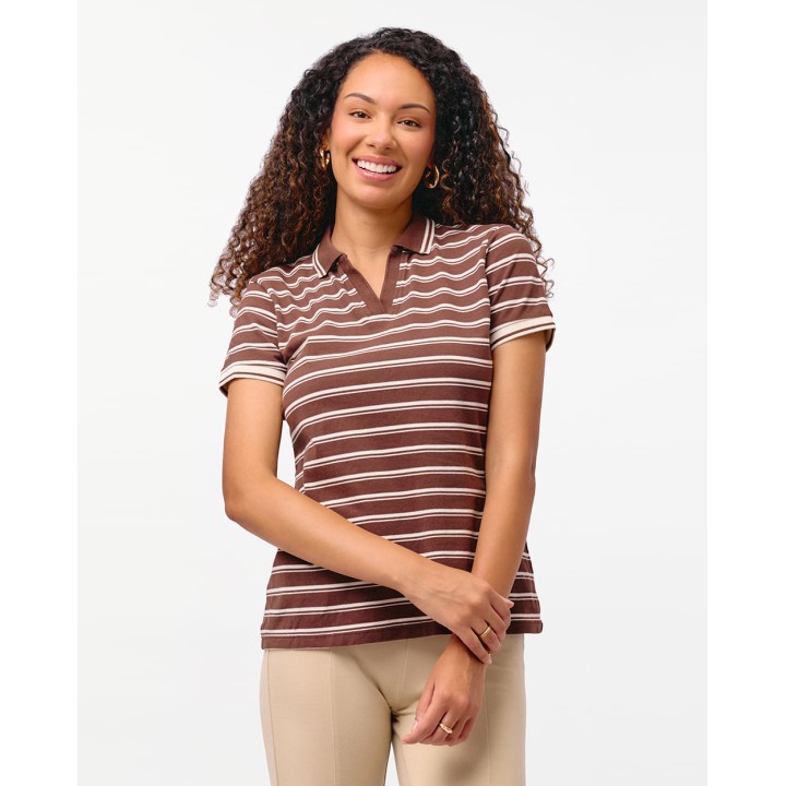 Polo Cuello Camisa Mujer Rose Marron Chocolate