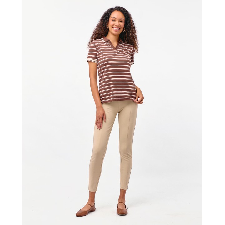 Polo Cuello Camisa Mujer Rose Marron Chocolate
