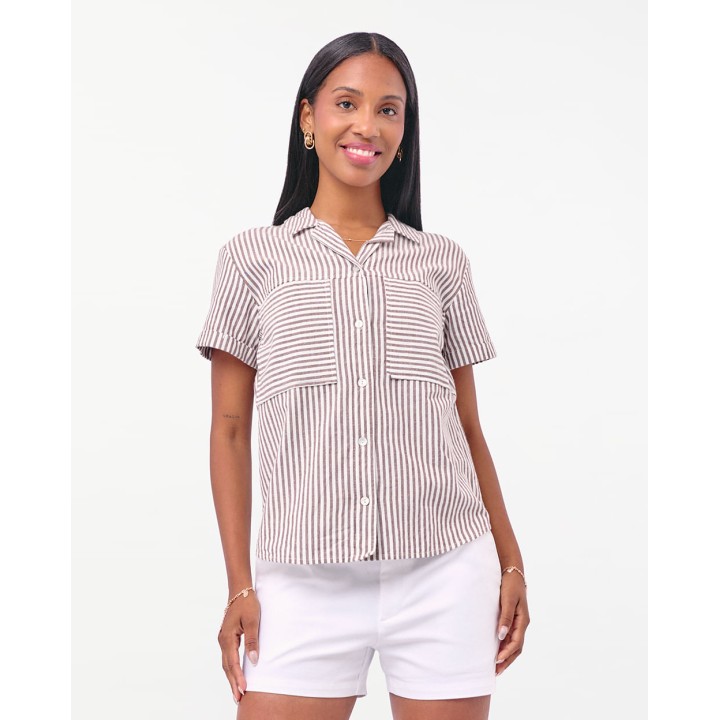 Blusa Mujer Camila Print Marron Coffee