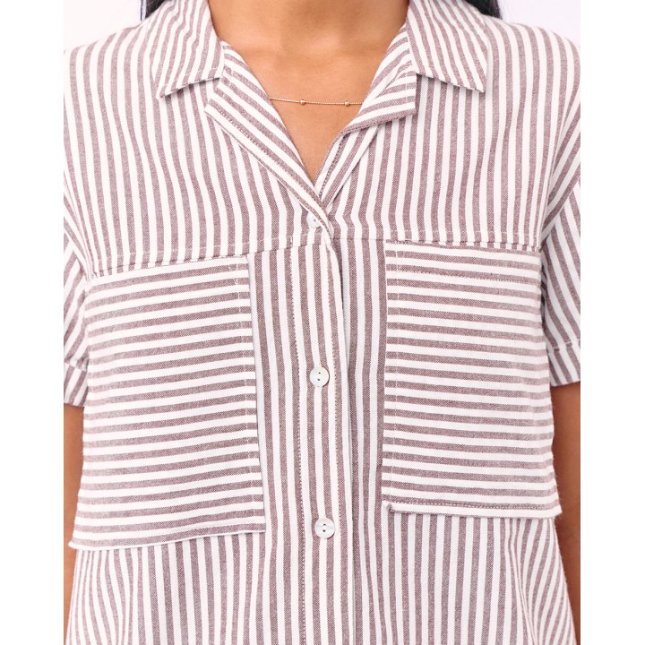 Blusa Mujer Camila Print Marron Coffee