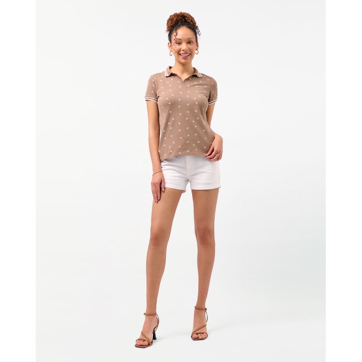 Polo Cuello Camisa Mujer Leah Marron Roble