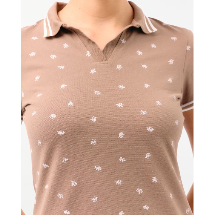Polo Cuello Camisa Mujer Leah Marron Roble
