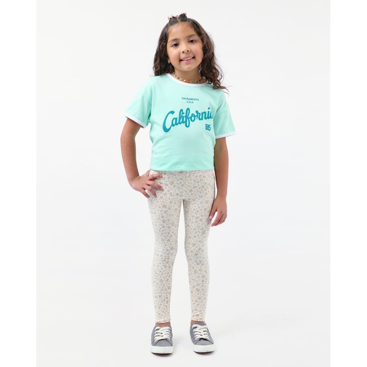 Legging Pack x 2 Niña Bella Beige/Beige Botánico