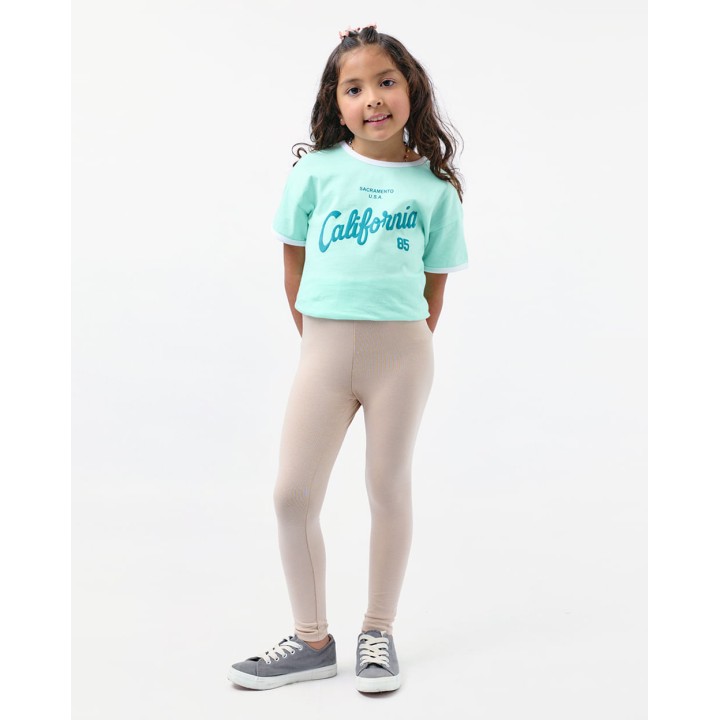 Legging Pack x 2 Niña Bella Beige/Beige Botánico