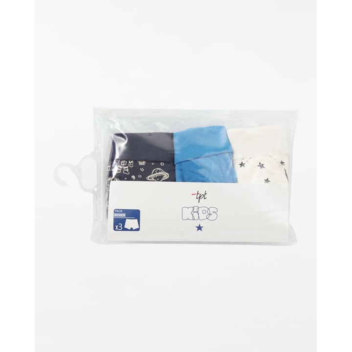 Boxer Pack x 3 Niño Lucas Celeste Agua