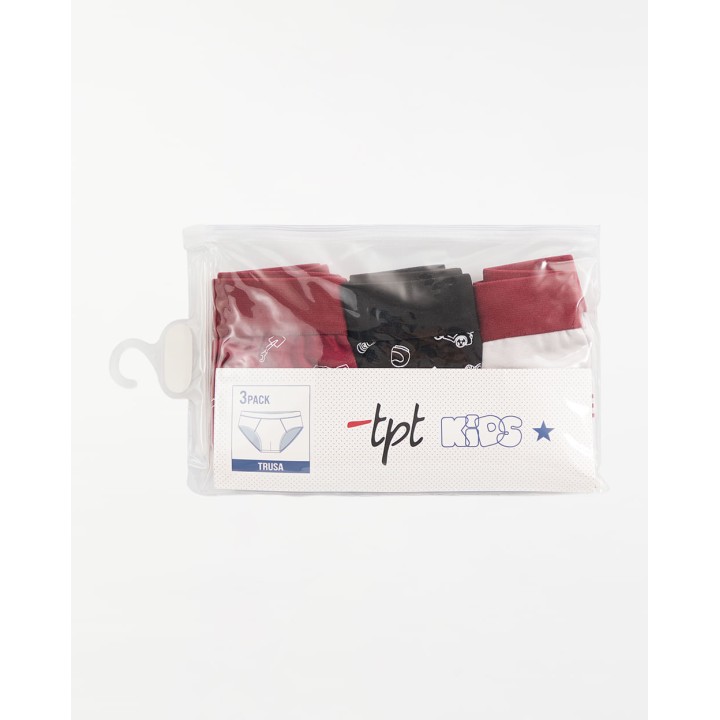 Trusa Pack x 3 Niño Leao Guinda/Negro/Melange