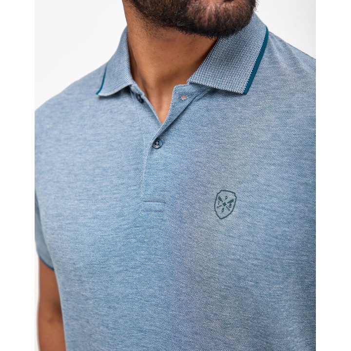 Polo Cuello Camisa Hombre Ashyto Celeste Indigo