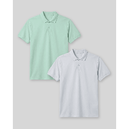 Pack de 2 polos Cuello Camisa Hombre Celeste claro / Verde Slit