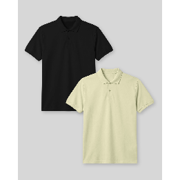 Pack de 2 polos Cuello Camisa Hombre Negro / Verde Lima
