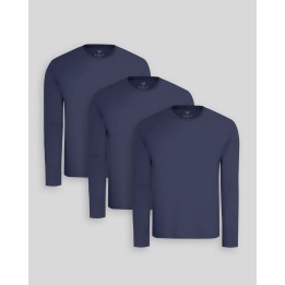Pack de 3 polos manga larga Azul Oxford