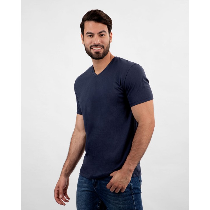 Pack de 3 polos Hombre Cuello V Blanco / Negro / Azul Oxford