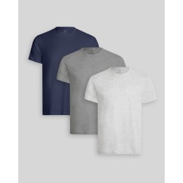 Pack de 3 polos Hombre Cuello Redondo Gris Poly / Azul Oxford / Plomo Melange