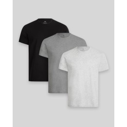 Pack de 3 polos Hombre Cuello Redondo Gris Poly / Negro / Plomo Melange