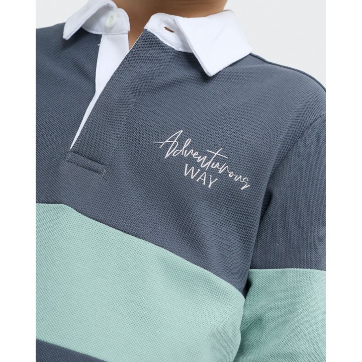 Polo Cuello Camisa Niño Nick Verde Slate / Verde Safari