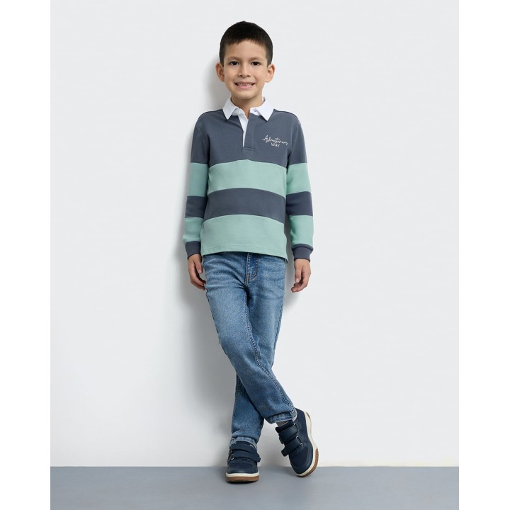 Polo Cuello Camisa Niño Nick Verde Slate / Verde Safari