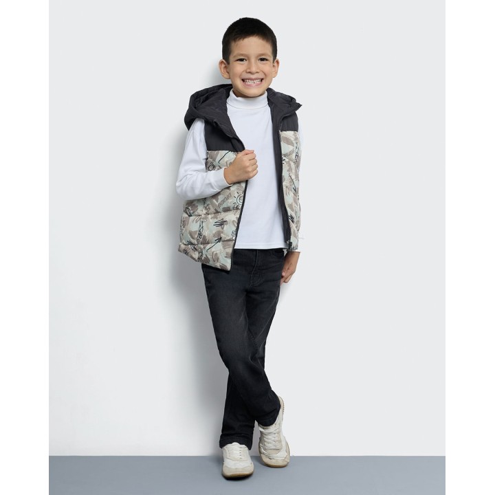 Chaleco Niño Troy Gris Iron / Beige Arena