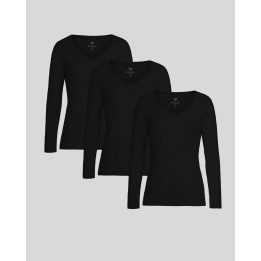 Pack de 3 polos manga larga Cuello V Core Negro