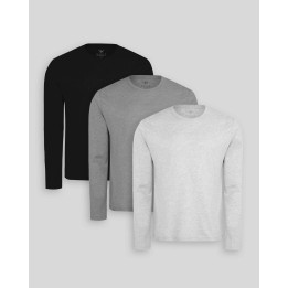 Pack de 3 polos manga larga Gris Poly / Negro / Plomo Melange