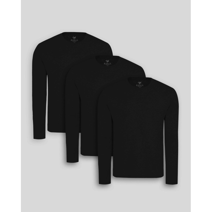 Pack de 3 polos manga larga Negro