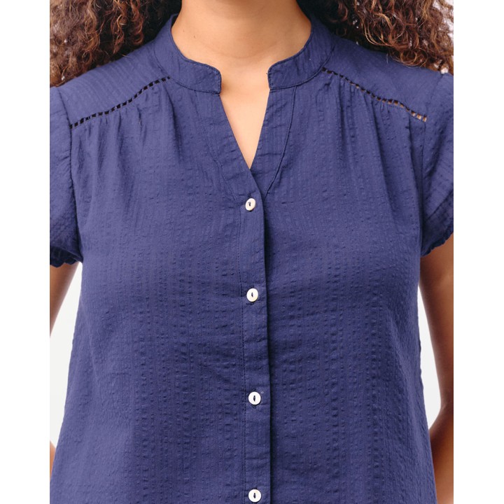 Blusa Mujer Cata Solido Azul Náutico