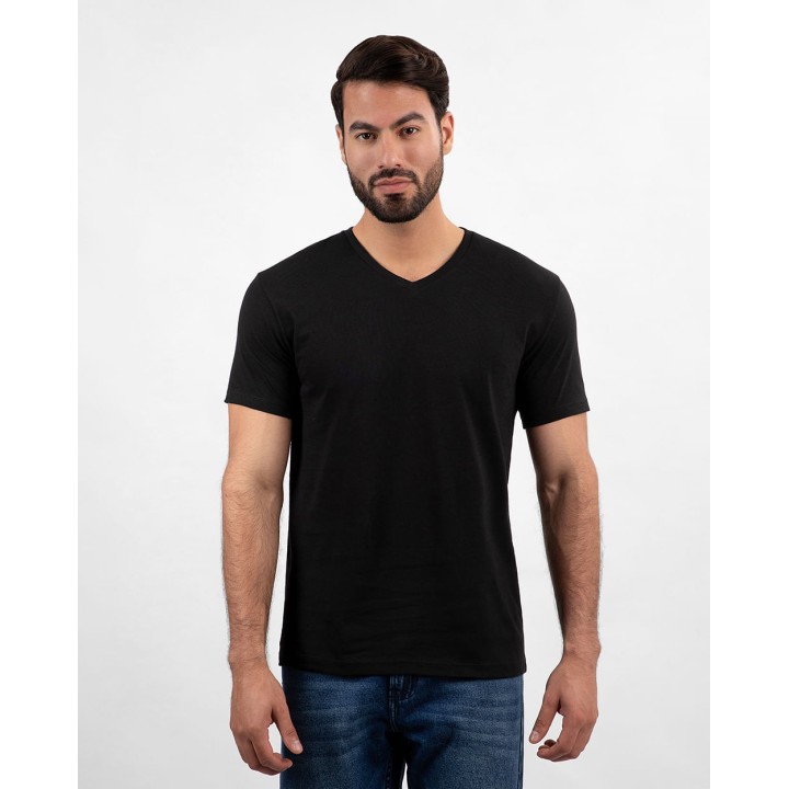 Pack de 3 polos Hombre Cuello V Negro
