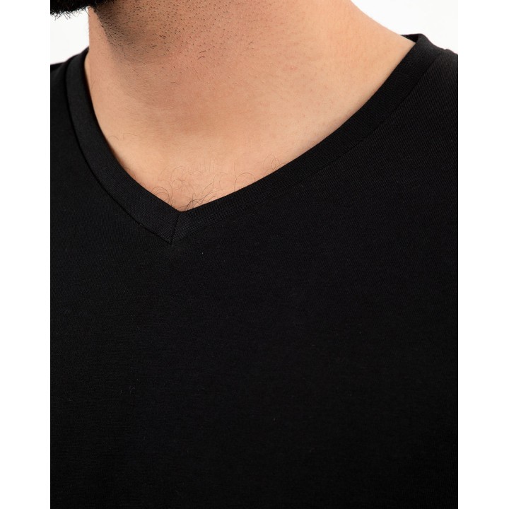 Pack de 3 polos Hombre Cuello V Negro