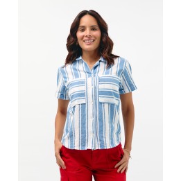 Blusa Mujer Camila Print Azul Atlántico