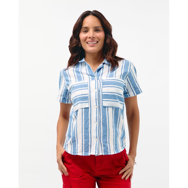 Blusa Mujer Camila Print Azul Atlántico