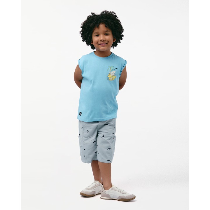 Bermuda Niño Piero Print Gris Claro