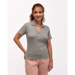 Polo Cuello Camisa Mujer Supriya Plomo