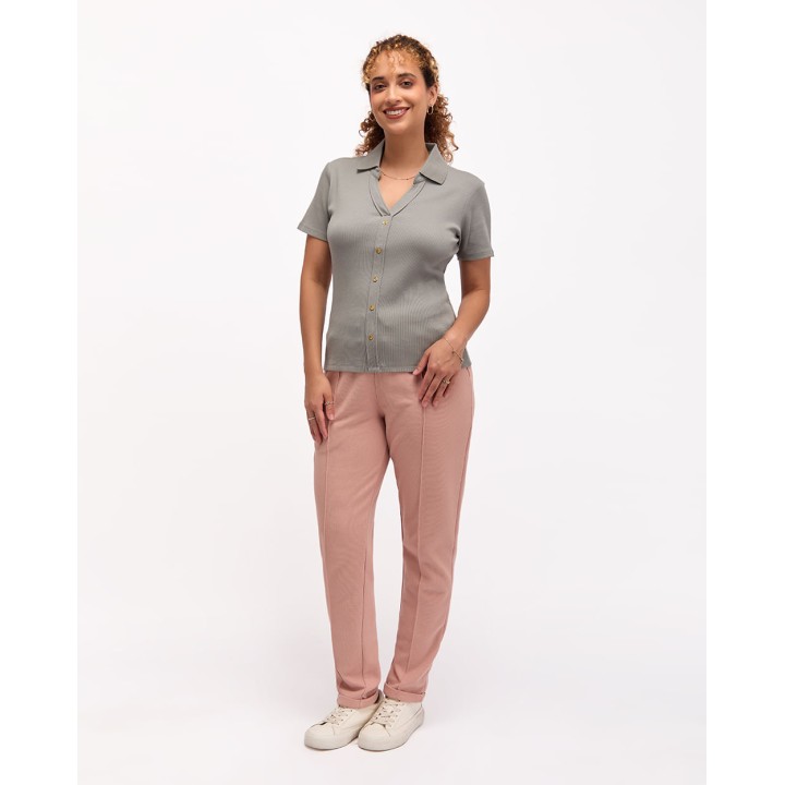 Polo Cuello Camisa Mujer Supriya Plomo