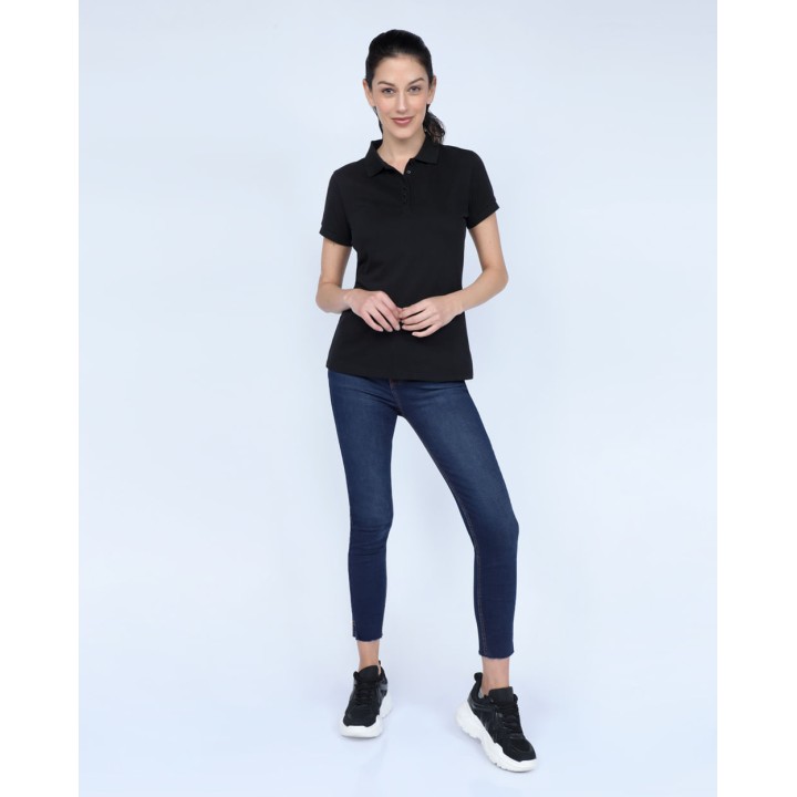 Polo Cuello Camisa Mujer Raquel Core Negro