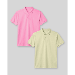 Pack de 2 polos Cuello Camisa Hombre Rosado Chicle / Verde Lima