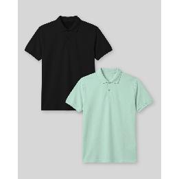 Pack de 2 polos Cuello Camisa Hombre Negro / Verde Slit