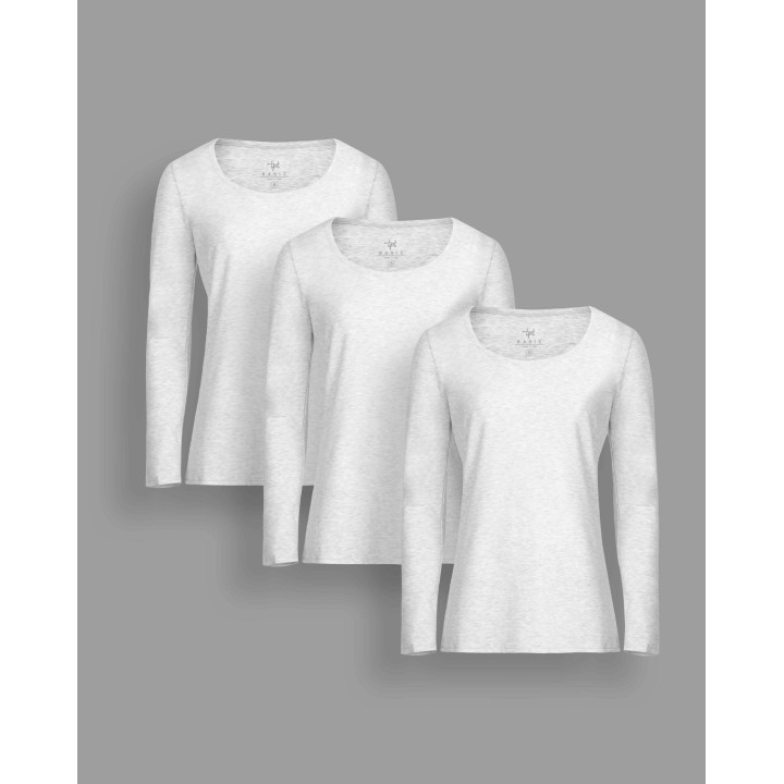 Pack de 3 polos manga larga Cuello Redondo Niquel Poly
