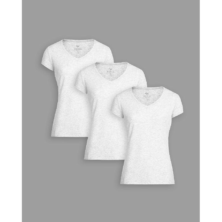 Pack de 3 polos Mujer Cuello V Níquel Poly Htr
