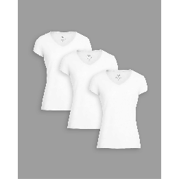 Pack de 3 polos Mujer Cuello V Blanco