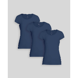 Pack de 3 polos Mujer Cuello Redondo Azul Atlantico