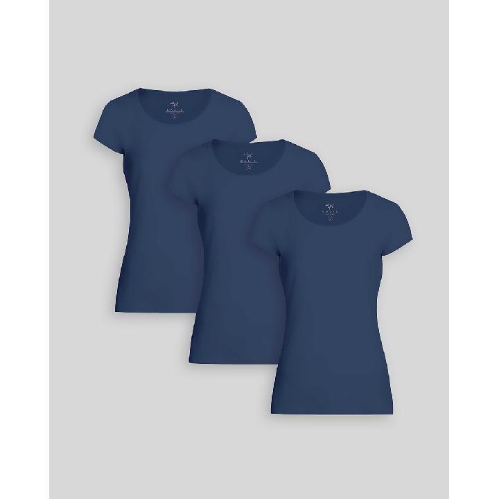 Pack de 3 polos Mujer Cuello Redondo Azul Atlantico