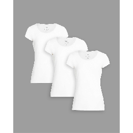 Pack de 3 polos Mujer Cuello Redondo Blanco