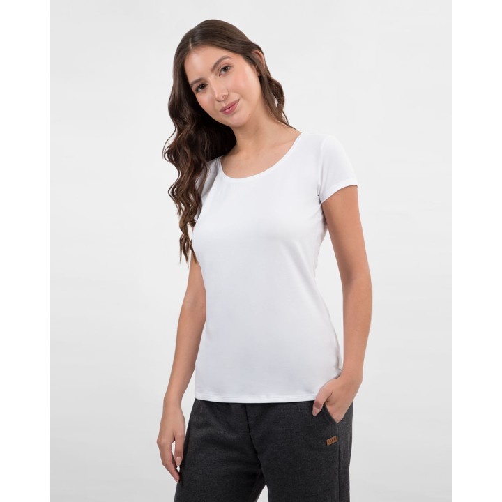 Pack de 3 polos Mujer Cuello Redondo Blanco