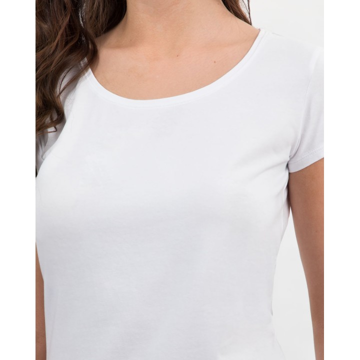 Pack de 3 polos Mujer Cuello Redondo Blanco