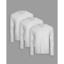 Pack de 3 polos manga larga Cuello V Gris Poly